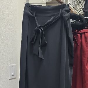 Boden Black Midi Skirt with Tie Waist